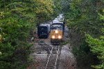 CSX 3126 switching cars in a wooded area